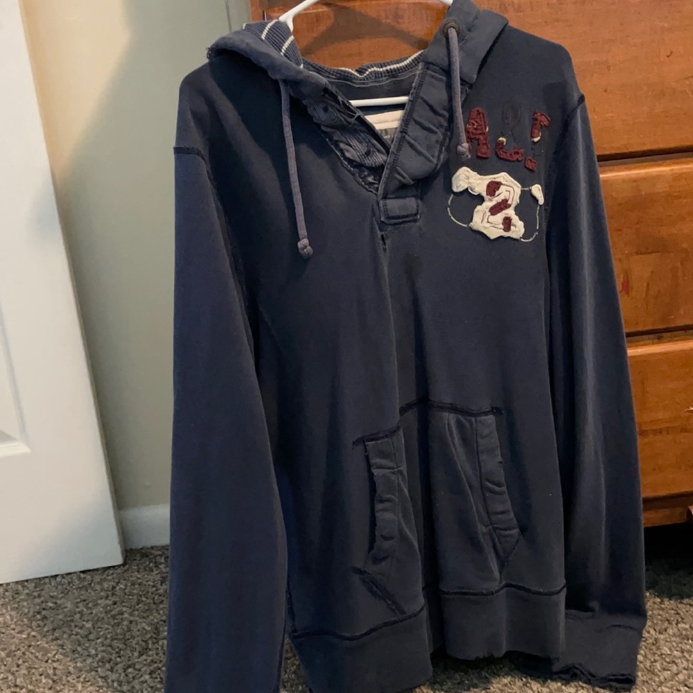 Abercrombie and Fitch navy blue hoodie Size: Large